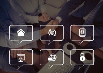 Poster - Icons against meeting background