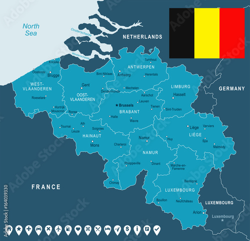 Fotomural Belgium - map and flag illustration