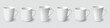 Set of realistic white coffee mugs isolated on transparent background