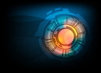 Blue abstract tech circles background design with light effect 