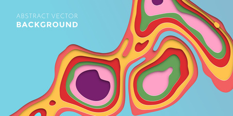 Aufkleber - Topography papercut color multi layers, paper cut vector art background banner texture