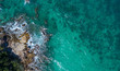 © MAGNIFIER - At Sea Island.Aerial view. Top view.amazing nature background.The color of the water and beautifully bright.Azure beach with rocky mountains and clear water of Thailand ocean at sunny day.
