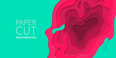 Aufkleber - Topography paper cut multi layers color effect, papercut vector art background texture
