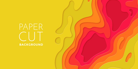 Aufkleber - Multi layers color 3D papercut layers of paper cut vector art background texture. Topography effect