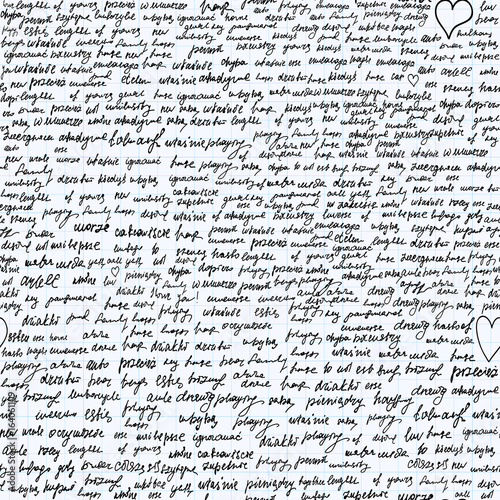 Fotomural Vector seamless pattern with handwritten text, words and letters, handwritten on