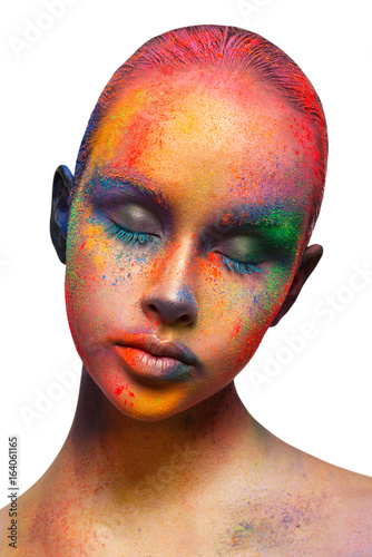 Creative art of make up, fashion model closeup portrait