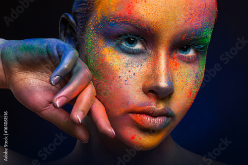 Creative art of make up, fashion model closeup portrait