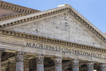 Pantheon in Rome. Ancient roman pantheon. Close view. Rome, Ital