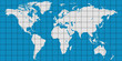 world map with coordinate grid and meridian and parallel, map of planet earth