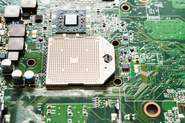 Poster - Laptop motherboard microcircuit closeup