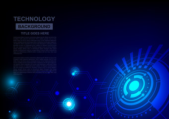 Wall Mural - Circuit board with hexagons on dark background vector technology concept design