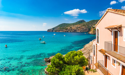 Wall Mural - Picturesque sea view at Mediterranean Sea bay of Camp de Mar, Spain Balearic Islands