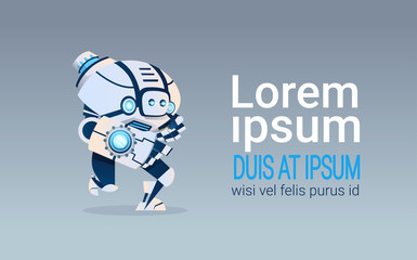 Poster - Modern Robot Running Artificial Intelligence Technology Flat Vector Illustration