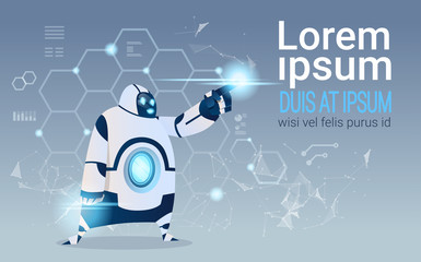 Poster - modern robot artificial intelligence technology flat vector illustration
