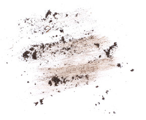 drops of mud sprayed isolated on white background, with clipping path