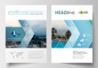 © Raevsky Lab - Business templates for brochure, magazine, flyer, booklet. Cover design, abstract flat style travel decoration layout in A4 size, easy editable vector template, colorful blurred natural landscape.