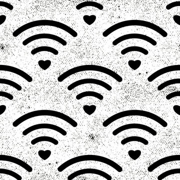 Wifi icon seamless pattern, isolated on white background. Vector illustration, easy to edit.