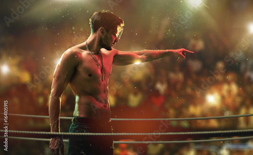 Fotografía Handsome, muscular man on the fight club ring