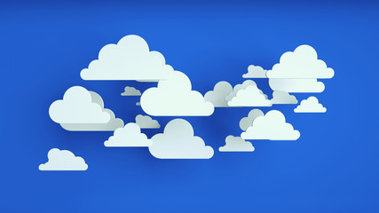 Aufkleber - White paper clouds over blue background