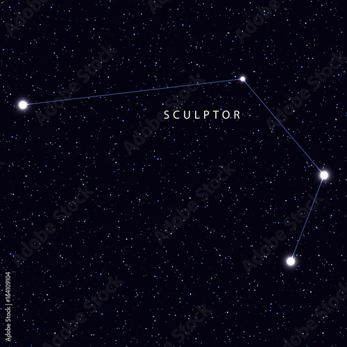 Zdjęcie XXL Sky Map z nazwą gwiazd i konstelacji. Konstelacja symbolu astronomicznego Rzeźbiarz