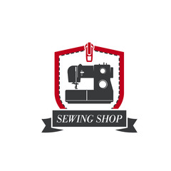 Wall Mural - Sewing machine vector icon for tailor dressmaker