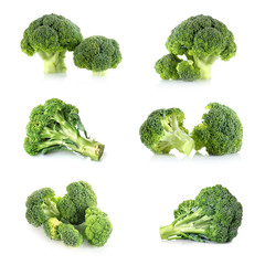 Sticker - Collage of fresh broccoli on white background