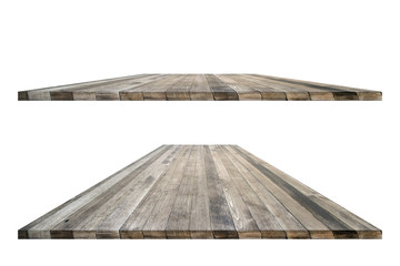 Wall Mural - Empty wooden table perspective with clipping path for product placement or montage with focus to table. Wooden board surface.