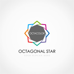 Poster - Octagonal Star Logo, Flower colorful logo