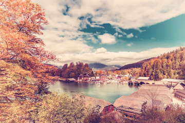 Wall Mural - vintage landscape with lake and mountains