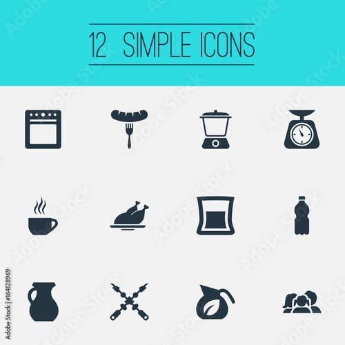 Vector Illustration Set Of Simple Kitchen Icons Elements Stove Domestic Breakfast And Other Synonyms Pot Stove And Equilibrium Stock Vector Adobe Stock