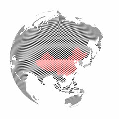 Poster - Map of china with star dotted style on three-dimensional abstract earth globe