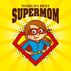 Wall Mural - Supermom logo Cartoon character superhero