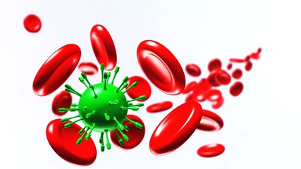 Wall Mural - Virus and erythrocytes, red blood cells and virus, 3d rendering