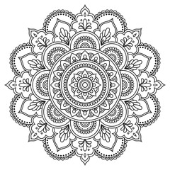 Wall Mural - circular pattern in the form of a mandala. henna tatoo mandala. mehndi style. decorative pattern in 