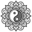 Vector henna tatoo mandala. Yin-yang decorative symbol. Mehndi style. Decorative pattern in oriental style. Coloring book page.