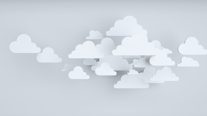 Aufkleber - White paper clouds over blue background
