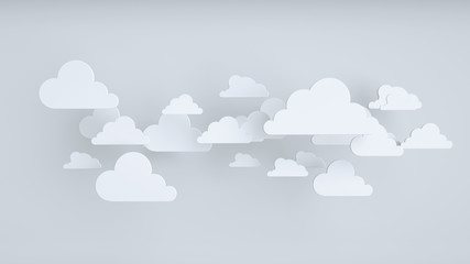 Aufkleber - White paper clouds over blue background