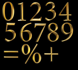 gold beveled 3d numbers on black