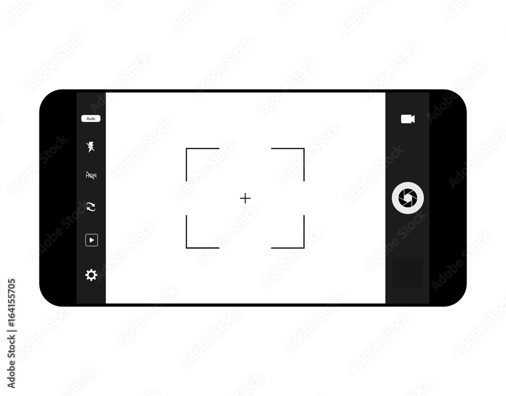 mobile camera interface template background. Screen of smartphone with camera interface. viewfinder display. Vector illustration
