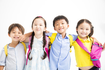 Wall Mural - Group of happy smiling kids standing together.