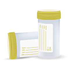 The Sterile Plastic Container For Medical Analyzes Isolated On A White Background. Realistic Vector Illustration.