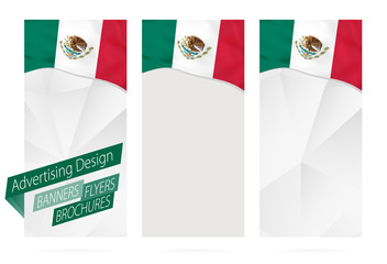 Wall Mural - Design of banners, flyers, brochures with flag of Mexico.