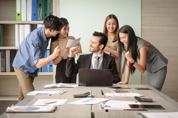 Business people happy after signing agreement, successful teamwork concept