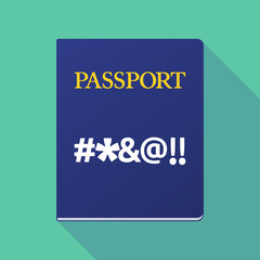 Sticker - Long shadow passport with  a cursing text