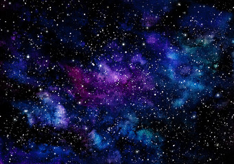 watercolor deep blue nebula and violet shine