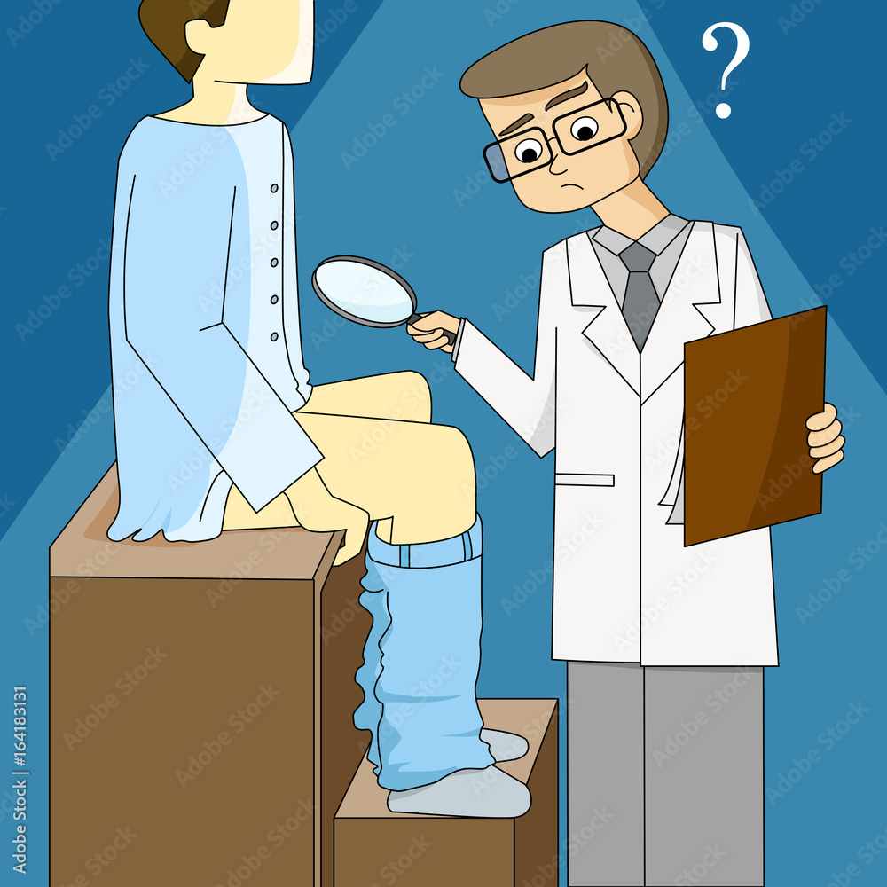 Doctor holding a magnifying glass and shocking with small penis - Cartoon  Vector Illustration Stock Vector | Adobe Stock