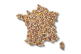 Fototapeta  - Countries winemakers - maps from wine corks. Map of France on white background.