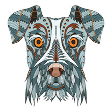 Schnauzer Dog Head Zentangle Stylized, Vector, Illustration, Freehand Pencil, Hand Drawn, Pattern. Zen Art. Ornate Vector. Lace. Color.
