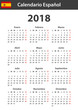 © VectorShop - Spanish Calendar for 2018. Scheduler, agenda or diary template. Week starts on Monday