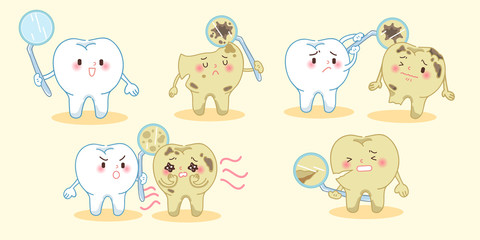 Poster - healthy tooth with decay